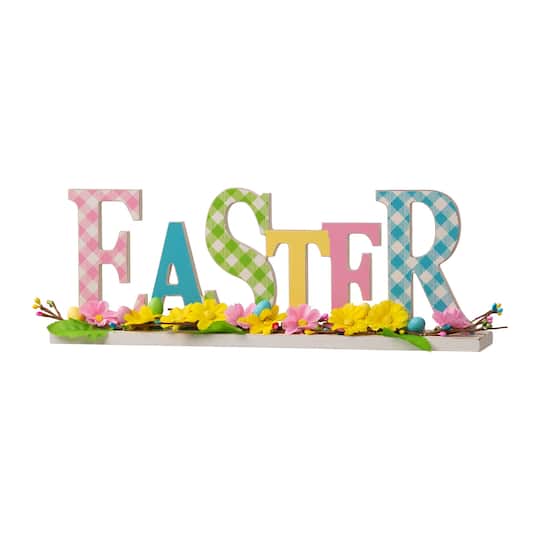 Glitzhome&#xAE; 16&#x22; Wooden Easter Table D&#xE9;cor